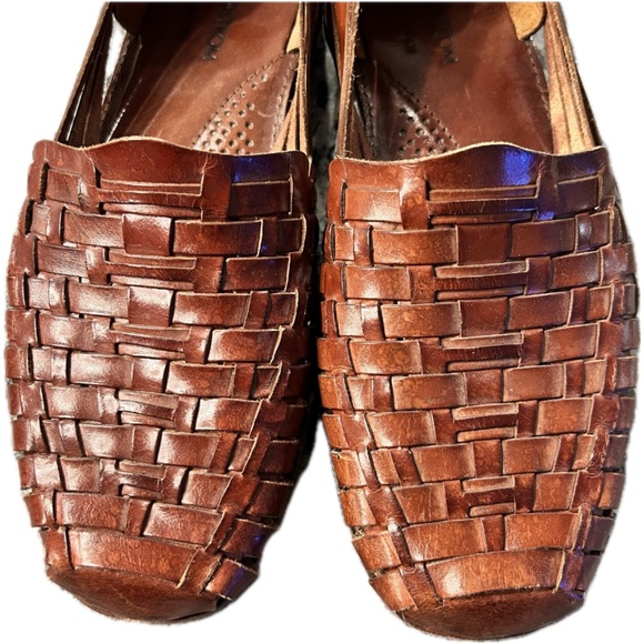 Nordstrom Hand Woven Chestnut Brown Leather Braided Sandals Mens Sz 10.5 - Picture 2 of 10